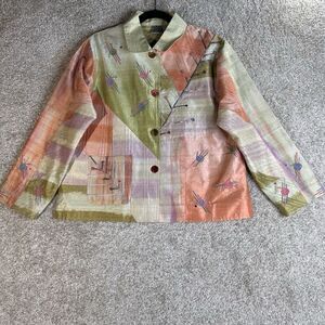 Vintage Parsley & Sage Jacket Blazer Art To Wear Size Large Colorful Silk